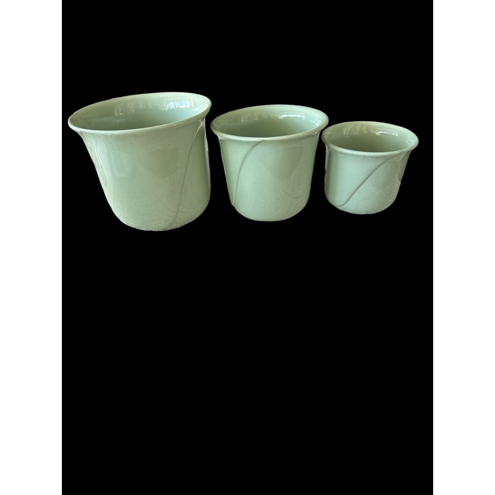 Vintage DANSK International Design Portugal green 3 Nesting Planter Vase Set
